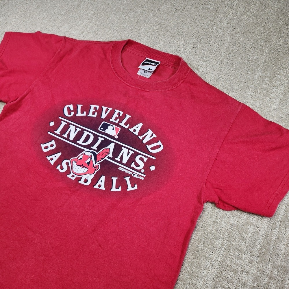 Vintage 90s Cleveland Indians Shirt Men Medium Bike MLB Defunked Logo